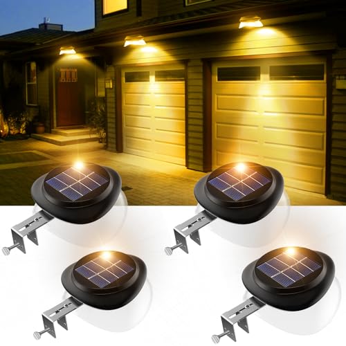 JSOT 4 Stück Solarlampen Dachrinnen Wandleuchten Wegeleuchten für Außen Lampe 9 LED Solarleuchten IP55...