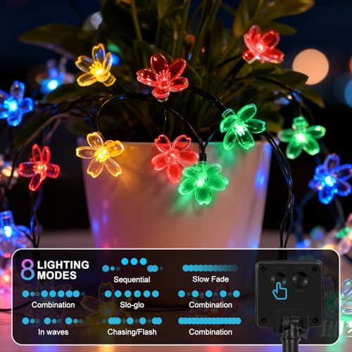 60 LED Solar String Lights Outdoor Waterproof Flower Fairy Lights for Garden Fence Patio Yard Christmas Tree Lawn Weddin - Additional View