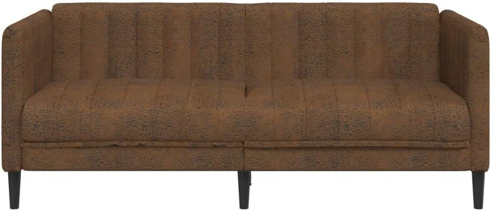 Sofa Brown Faux Suede Leather (100% Polyester) Living Room Furniture