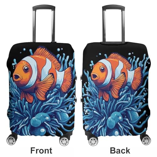 Clownfish on Anemone Luggage Covers Washable Travel Suitcase Cover Elastic Baggage Protector3