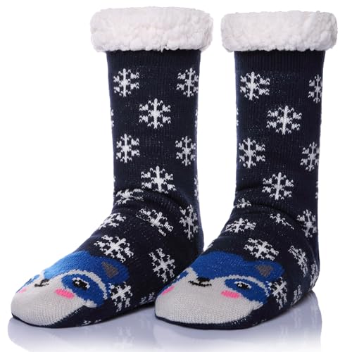 Image of WEVIAS Women Winter Socks Knit Anti-Slip Sweat Warm Cute Cartoon Animals Fuzzy Home Slipper Socks