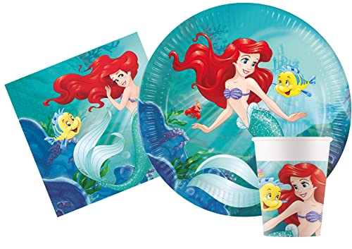 Ciao Kit Vajilla de Fiesta Disney Princess Ariel Little Mermaid la Sirenetta para 24 personas...
