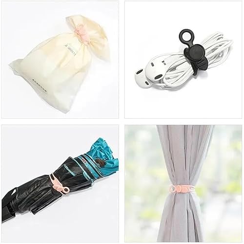 Miniatura 9 de 18 correas de silicona para cables organizadores para guardar auriculares, cables de carga de teléfono, bridas de cables altamente elásticas,