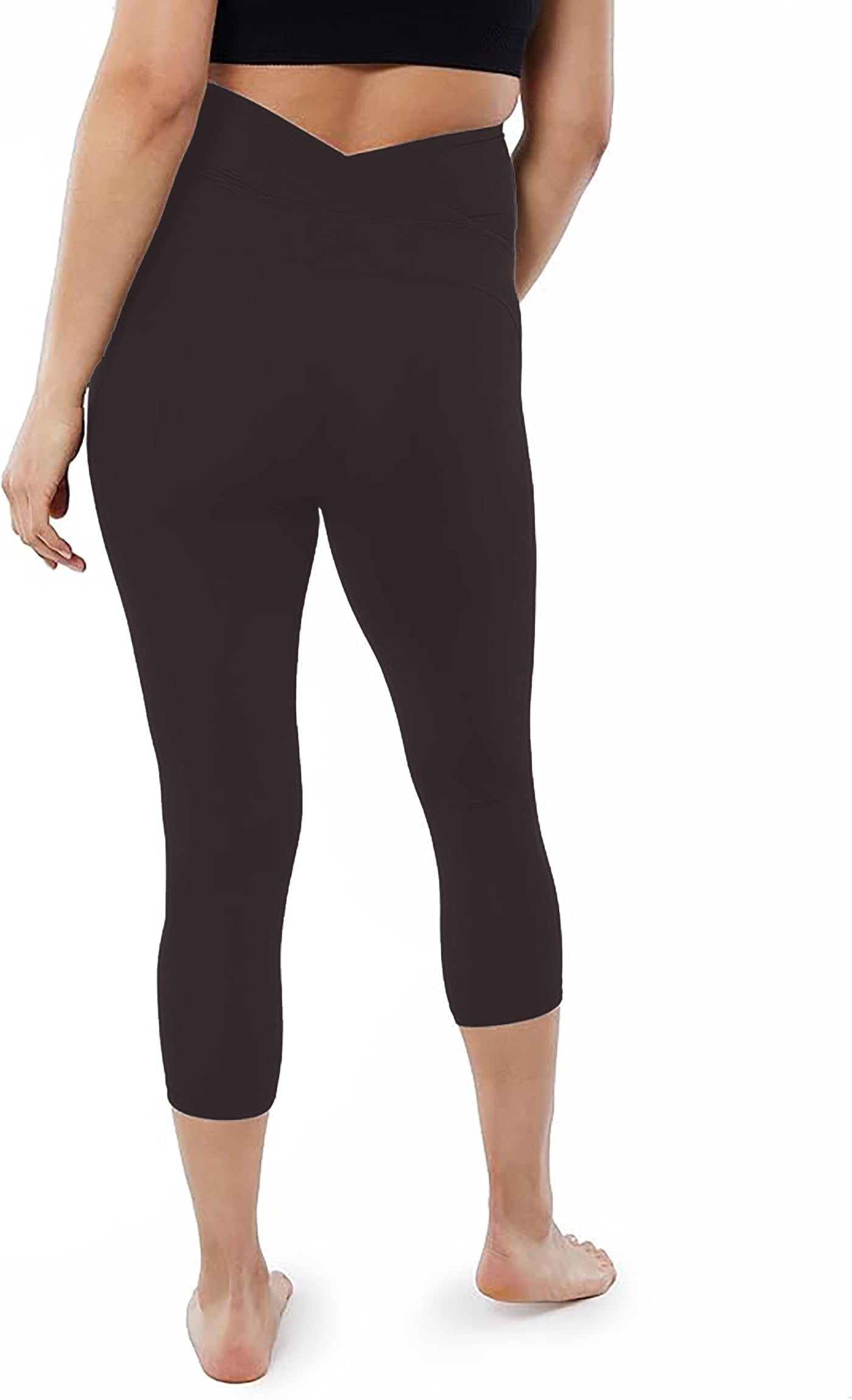 Litelooks Women's Cotton Lycra 3/4 Capri Maternity Leggings - Comfortable, Seam-Free, High Waist Support, Stretchable Pants for Pre & Post Pregnancy (in, Alpha, 3XL, Black, Brown) - Image 4 thumbnail