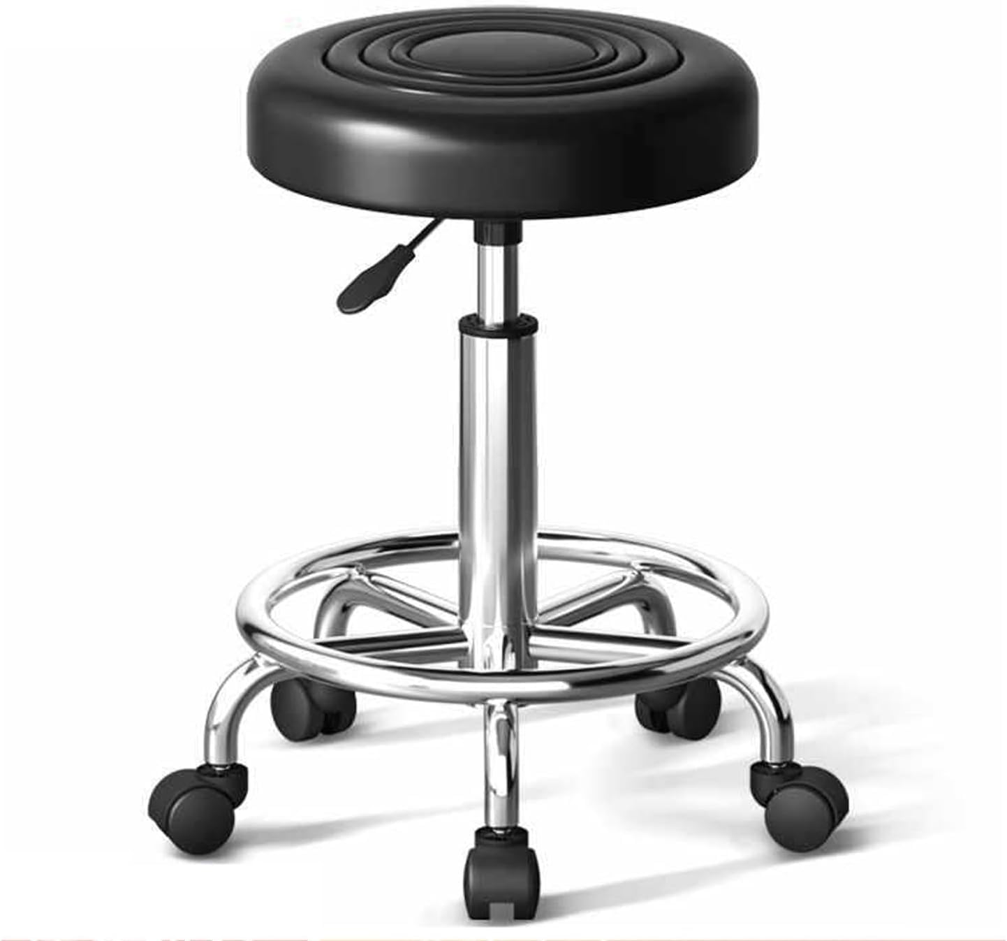 IYB®Furniture Adjustable Height Stool (16" to 20") with High Impact Nylon Wheels – 1 Pc – Multipurpose Rolling Chair for Doctor Clinic, Kitchen, Office, Cafeteria, Bar – Black Finish