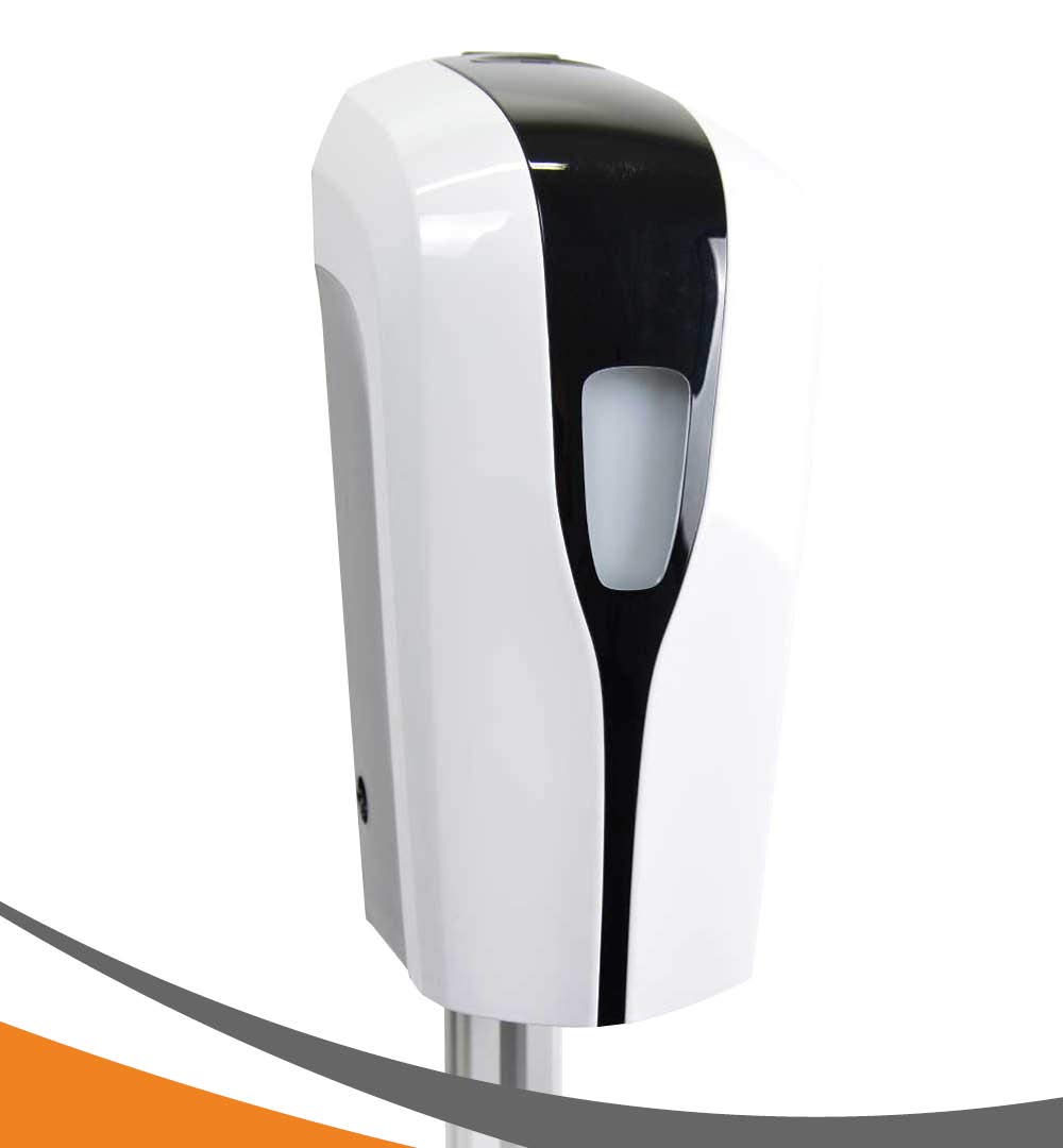 MyMAXXI | Mobiler Hand Desinfektionsmittelspender Station Sensor Shop Spender Set 1x 1L Desinfektionsmittel stehend automatisch | touchless Disinfection | Desinfektionsspender Standfuß
