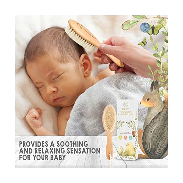 Baby Haarbürste für Neugeborene - Natürliche Holz Baby Bürste mit Weichen Ziegenborsten - Perfektes Kopfhautpflege… – Bild 6