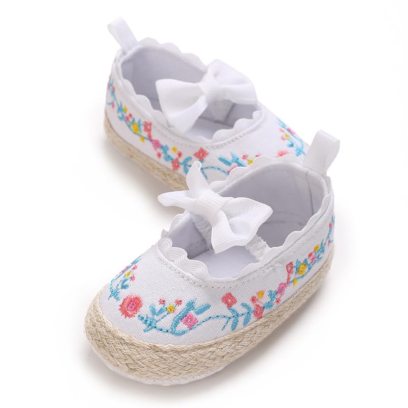 Baby Girls Mary Jane Flats Embroidery Non Slip Soft Sole Princess Wedding Dress Shoes Toddler First Walkers Infant Newborn Baptism Crib Shoes2