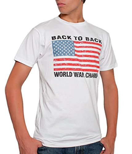 Back To Back World War Champs USA Mens T-Shirt White (X-Large)