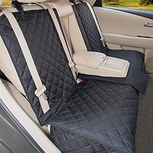 YesYees Waterproof Dog Car Seat Covers Pet Seat Cover Nonslip Bench Seat Cover Compatible for Middle Seat Belt and Armrest Fits Most Cars Trucks and SUVs