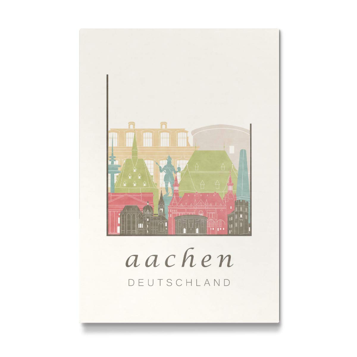 artboxONE Galerie-Print 60x40 cm Aachen Skyline Pastel hochwertiges Acrylglas auf Alu-Dibond von GREENGREENDREAMS
