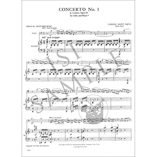 Concerto no. 1 in A Minor, op. 33, cello and piano (Rose); Camille Saint-Saens (International) - image 2