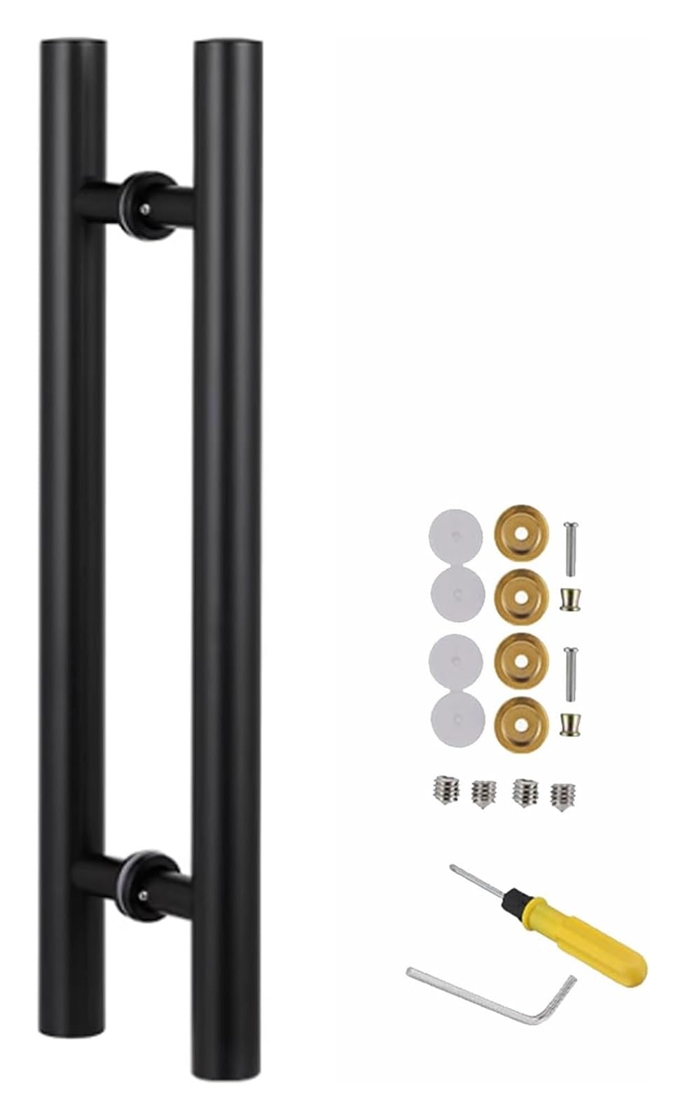 Bhgfyxbs Black Push Pull Door Handle Modern Barn Door Handle With Mounting Kit, H Shape Shower Glass Sliding Barn Door Interior Exterior Pull,-Length 100Cm(39.4Inch),-Length 100Cm(39.4Inch)