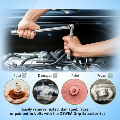 Image of XEWEA Professional 14PCS Bolt Extractor Set, 3 /8 inch Drive Impact Stripped Bolt Remover Socket Set for Removing Damaged Broken Rounded Off Bolt & Nut, Impact Grade Cr-Mo Steel with Case