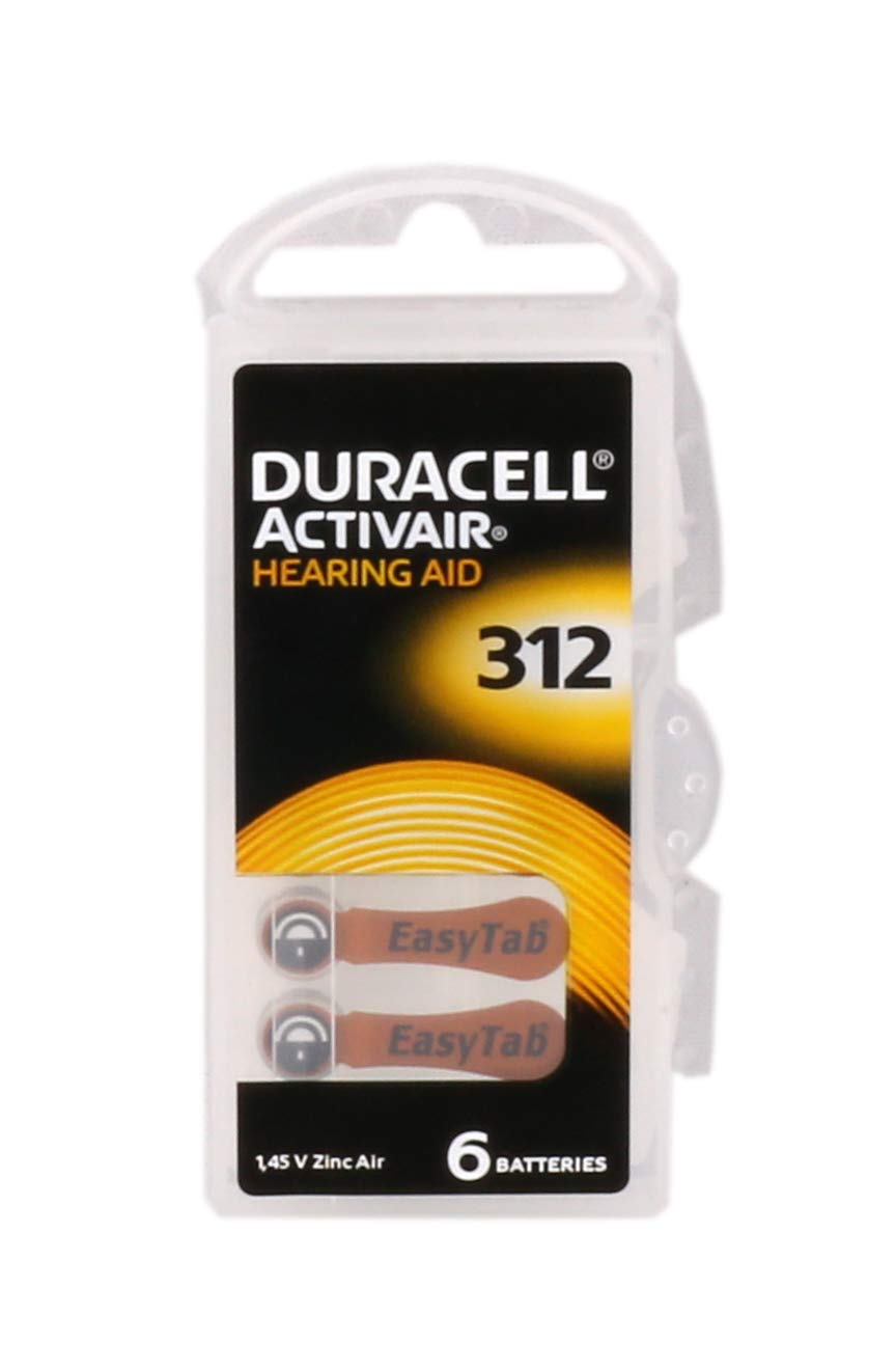 Duracell Activair 312 Hearing Aid Batteries, 1 Pack (6 Batteries)