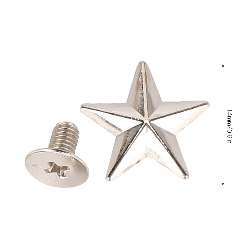 30 Sets Screw Zinc Alloy Star Rivets 14mm Star Studs and Spikes Metal Leather-Craft DIY for Shoes Bags Clothing Decoration(Silver)) - Image 2