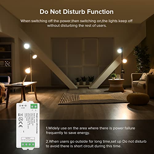 Image of SEZO C01RF 2.4GHz Single Color LED Controller Brightness Adjustable Controlled by RC01RFB RF Remote /Tuya 2.4GHz Gateway for FCOB Single Color LED Strip DC5-24V (Remote /Gateway Not Included)