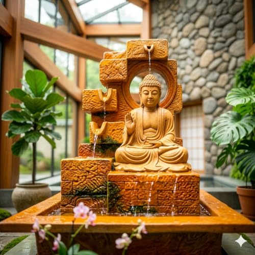 Image of G - Creations : Waterfall | Waterfall Fountain | Buddha Waterfall Statue |Water Fountains for Outdoor Living Room, Office, Garden & Table Top Waterfall Indoor Home Decor Indoor..