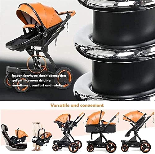 3-in-1 kinderwagenwagen Opvouwbare luxe kinderwagen wandelwagen Schokabsorberende veren High View kinderwagen… - Afbeelding 3