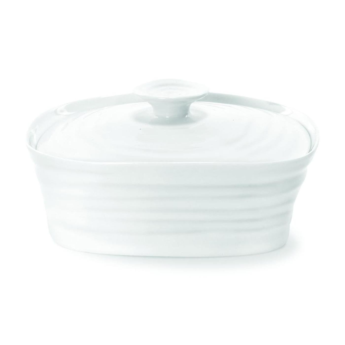 x Sophie Conran Porcelain Butter Dish with Lid - White Ceramic Butter Dish with Handle Gift for Farmhouse and Kitchen Lovers