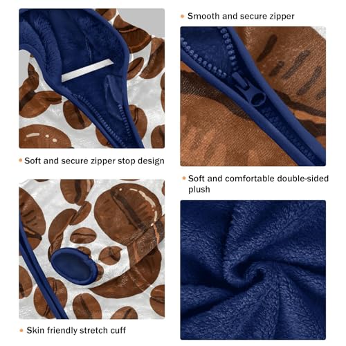 Brown Coffee Beans Pattern Print_1 Toddler Fleece Jacket Girl Boys Hooded Fleece Jacket Coat Warm3