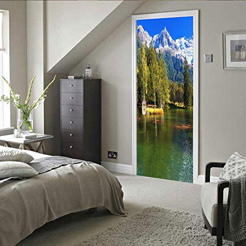 Oxiang Adesivi per Porte Interne 3D Snow Mountain