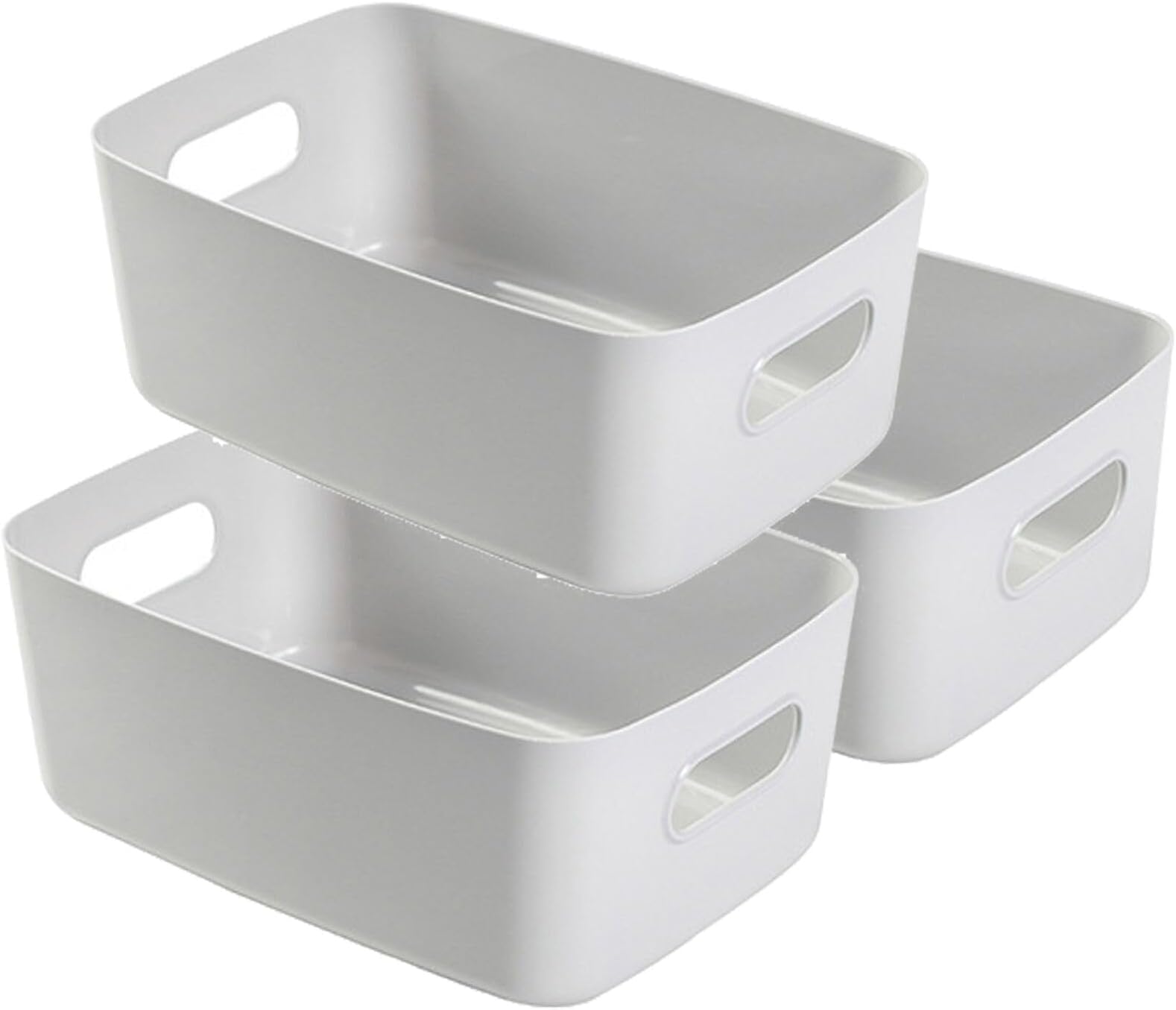 Plastic Storage Boxes,Storage Baskets Container Box, Set of 3 Plastic Rectangular Studio Baskets Organiser For Kitchen, Home, Office Bathroom,30 * 20.5 * 12.5cm