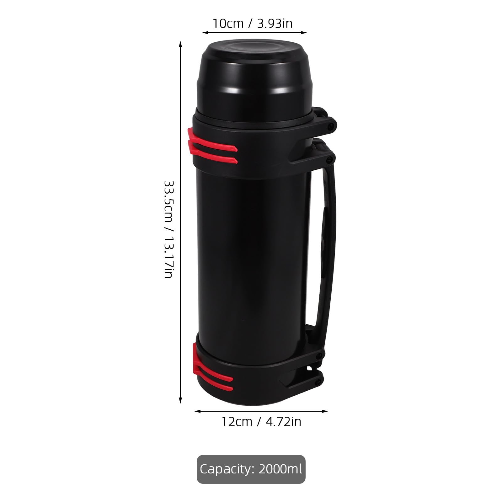 Bouteille Isotherme et Anneau en Silicone en Acier Inoxydable 2000ml Poignée Pratique Conservation Température en Couleur Aléatoire Plusieurs Plusieurs styles