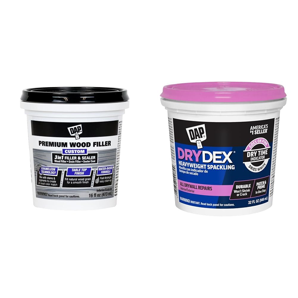DAP Premium Wood Filler White 16 FL OZ & 1 qt DryDex Interior/Exterior Spackling