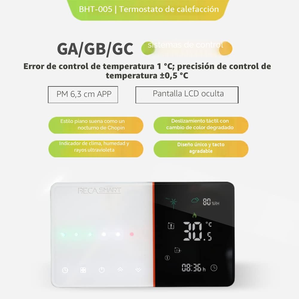 Termostato inteligente WiFi serie 005 para caldera de agua/gas 5A, compatible con Amazon Echo, Google Home, control de voz LCD