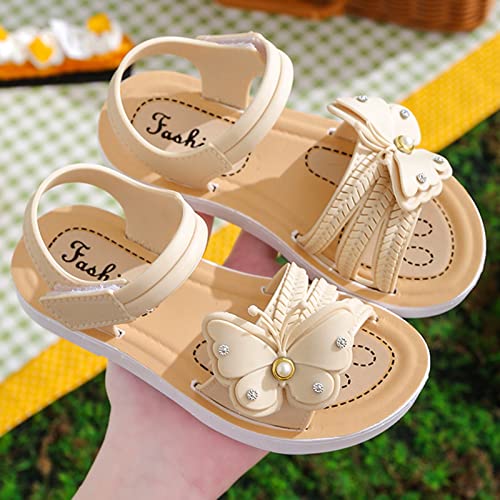 Infant Baby Girls Boys Child Sandals Summer Shoes Non Slip Soft Sole Butterfly Crib Shoes Princess (White, 2 Big Kids)2