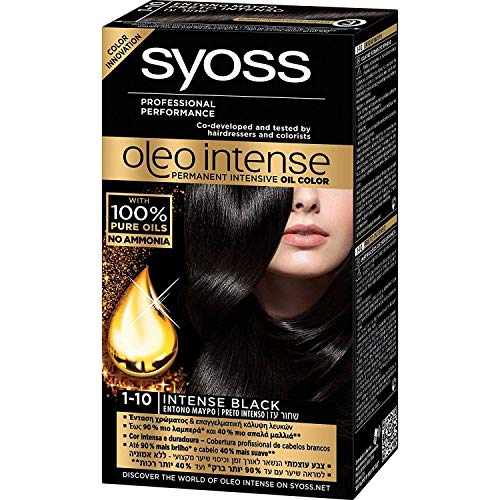 Syoss Oleo Intense Hair Color Dye 100% Pure Oils 0% Amonia 1-10 Intense Black Syoss Oleo Intense Hair Color Dye 100% Pure Oils 0% Amonia 1-10 Intense Black