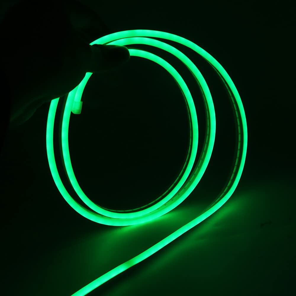 Wisada 5M LED Neon Rope Light with On/Off, Green Light Waterproof Flexible LED Strip Light, DIY Design - Image 4