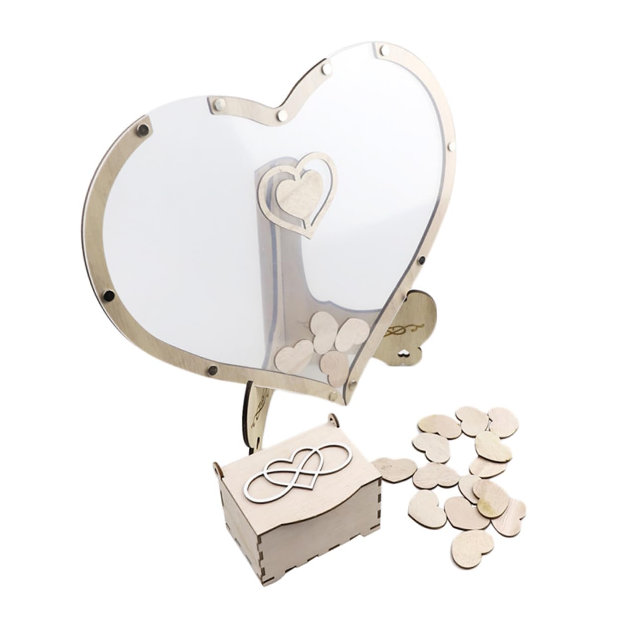 Livre d'or de mariage en bois en forme de cœur COLLBATH pour décoration de table