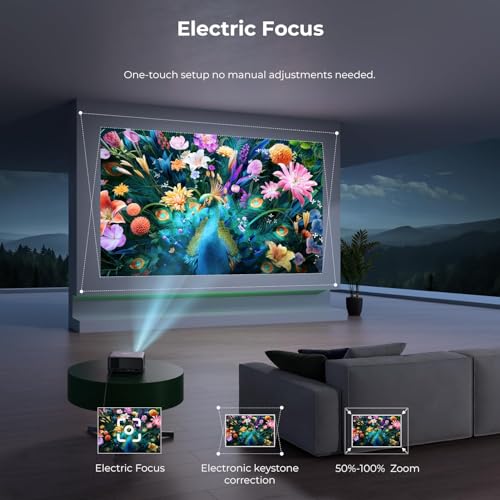 Image of CiBest Mini Projector with WiFi and Bluetooth, Compatible with Netflix /YouTube /PrimeVideo, Electric Focus & Keystone, Short Throw Full HD 1080P Video Projector, Portable Outdoor /Indoor Use