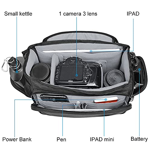 CADeN Kameratasche, fototasche Wasserbeständig Umhängetasche kompakte Sling Schulter Bag für DSLR SLR-Kamera Nikon Sony Canon Objektiv, S – Bild 3