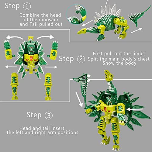 Puxida Stem Dinosaur Toys 2 In 1 Dinosaur Transforming Toys,Dinosaur Robot Action Figures Stegosaurus Assemble Fun Transformed Toys For Boy And Girls Kids 3 + Years Old #TOP4