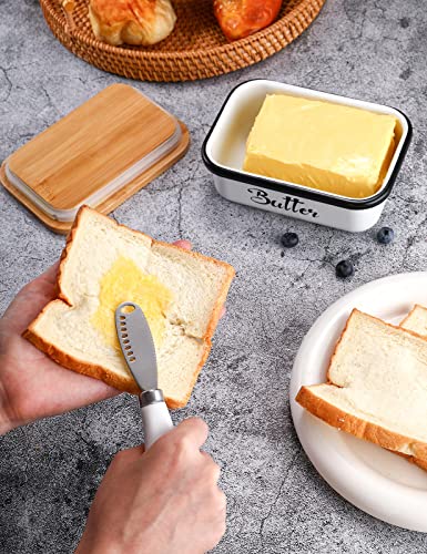Aisbugur Butter Dish With Lid,Butter Dish For Countertop,Aisbugur Metal Butter Keeper With Stainless Steel Multipurpose Butter Knife,Large Butter Container With Silicone Home Decor Kitchen Gift White thumb #4