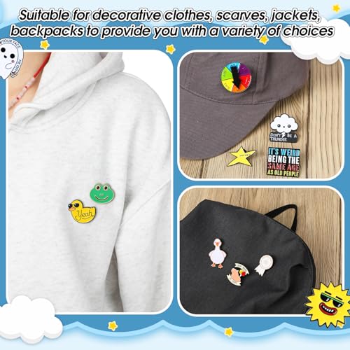 Kenning 100 Pcs Funny Enamel Pins Cool Fun Button Lapel Metal Brooch Pin Sarcastic Cute Pins Bulk Silly Brooches for Clothes Bags Backpacks Craft Supply Accessories Gifts4