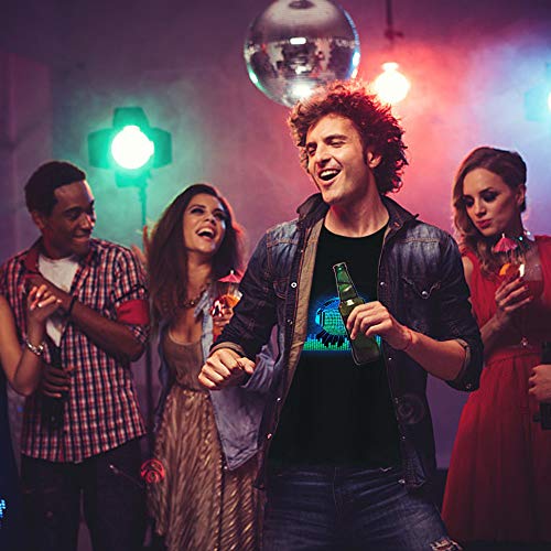 Andoer T-shirt LED Flash ativado por voz para homem e mulher festa Rock Disco Night Club