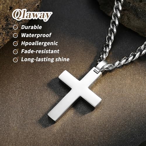 Cross Necklace for Men - 925 Silver Filled Stainless Steel Religious Pendant Necklace4
