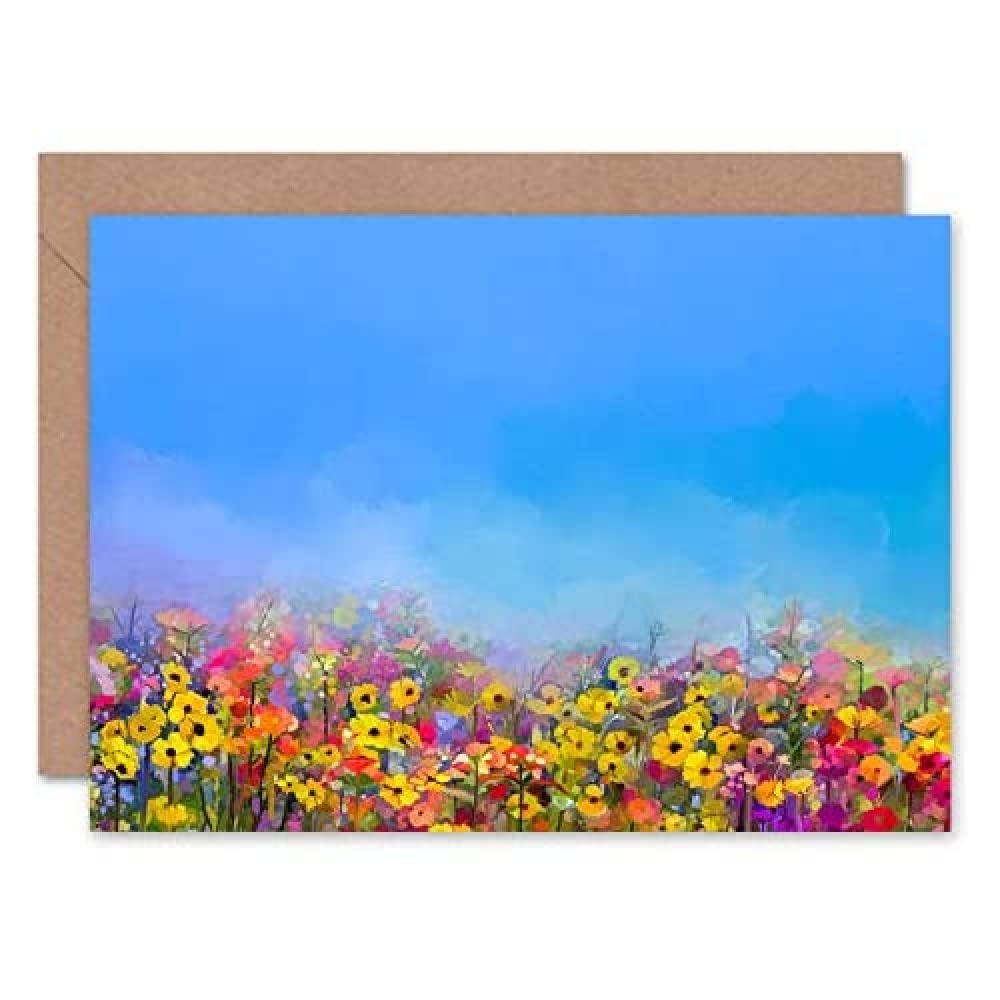 Wee Blue Coo Blue Wee Coo Field Of Wildflowers Greeting Card With Envelope Inside Premium Quality Size 17.5