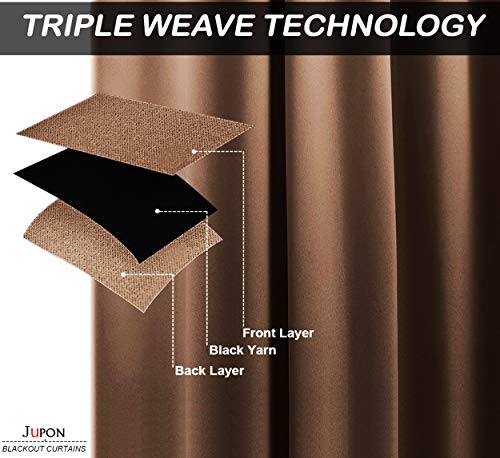 Image of JUPON Extra Wide Blackout Curtain Set of 2 Curtain for Bedroom /Darkening Curtains for Living Room (54 x 96 inch - Mocha)