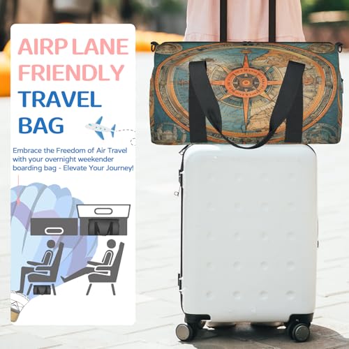 Nautical Ship Compass Gym Bag for Women, Duffle Bag for Travel Sport, Lightweight Waterproof Carry on Weekender Dance Yoga Workout Bags3