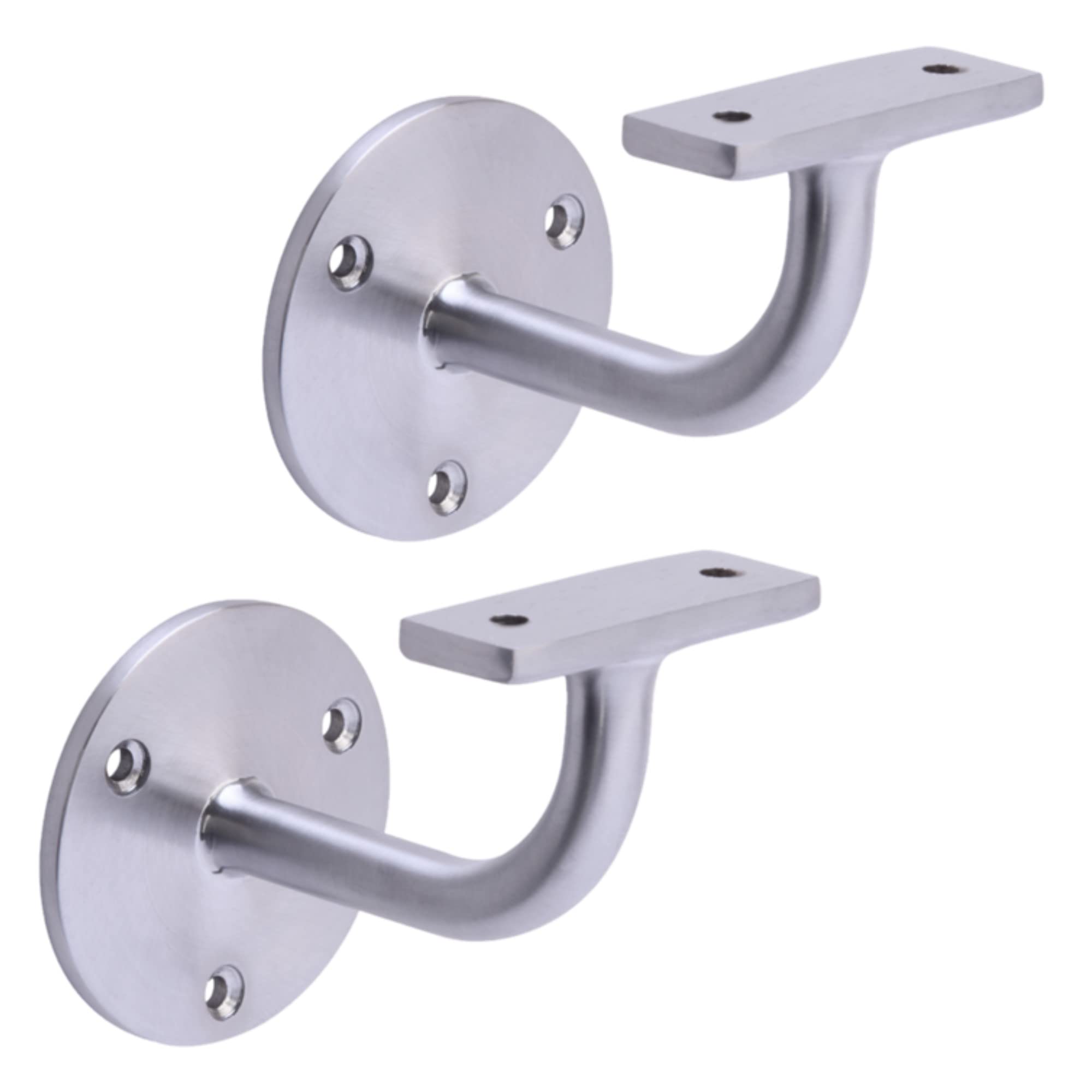 HANDLEZONE® 2 Pack Heavy Duty Handrail Bracket for Stair Bannister, Wood and Steel Handrail - Satin Chrome