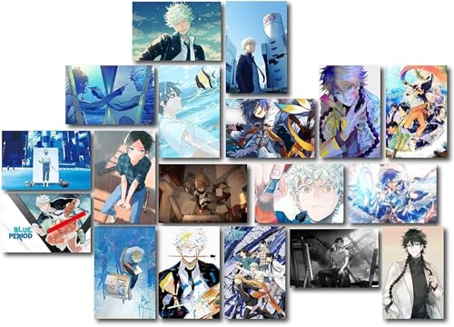 Image of ATEVON Blue Period Anime Wall Collage Kit - Pack of 18 Posters (4x6 Inches) Featuring Yatora Yaguchi, Ryuji Ayukawa, and Yotasuke Takahashi - Unframed Art Prints for Room Decor