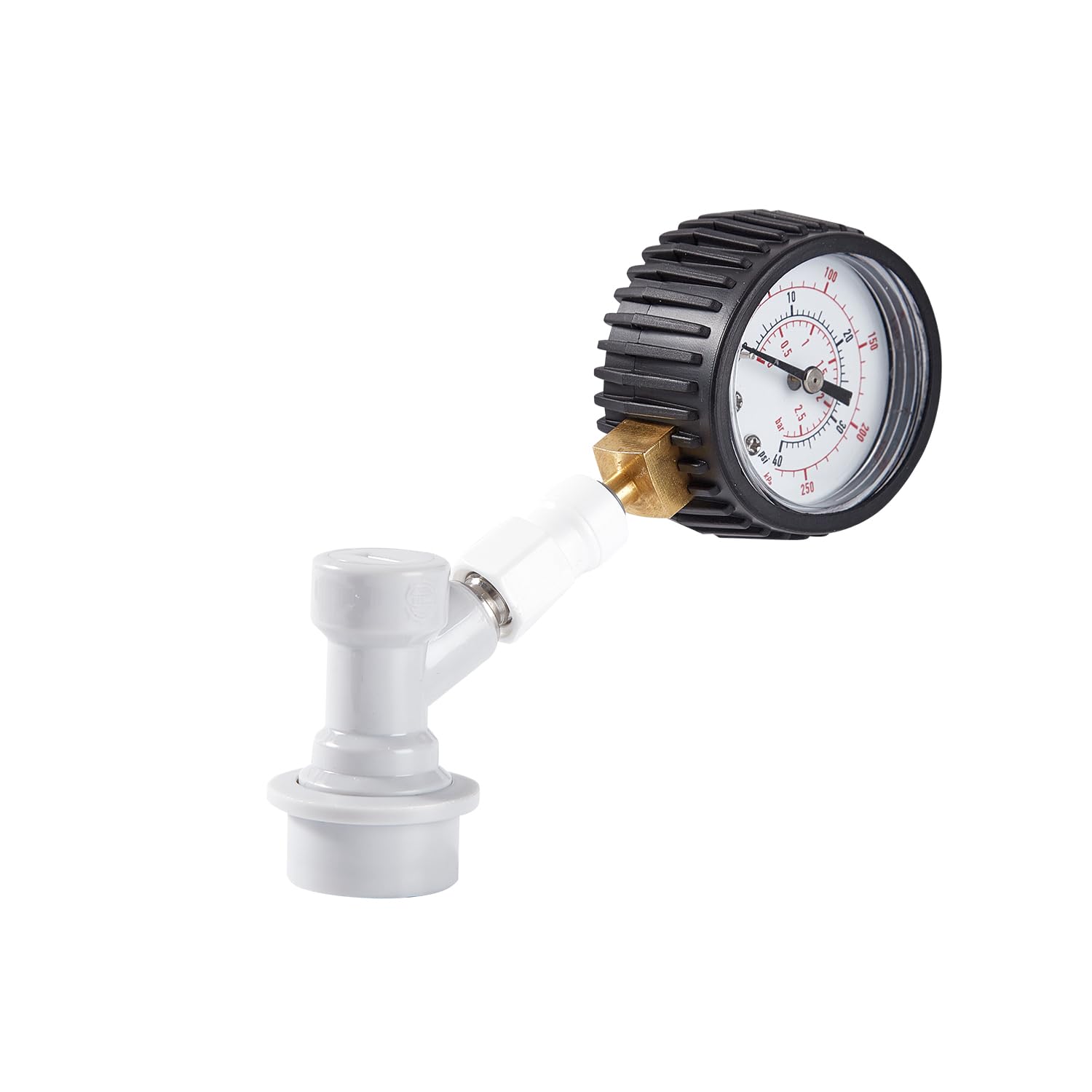 0-40PSI Brew Ball Lock Dial Keg Pressure Quick Tester Corny Beer Barrel Leaking Finder Handy Homebrew Kegging Pressure Tester