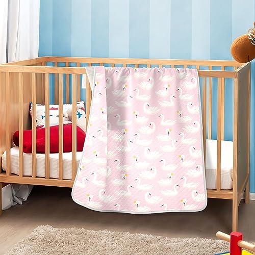 Image of Swaddle Blanket for Pink Cute Swan Animals Baby Receiving Blanket Muslin Baby Swaddles Soft Cotton Breathable Nursery Blankets for Unisex Boys and Girls 30x40 Inch