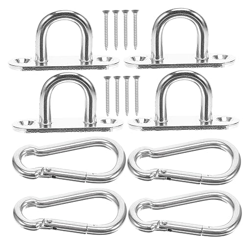 POPETPOP Set of Stainless Steel Pad Eye Plate Hooks Ceiling Hooks Snap for Marine Yacht Boat Wall Hanging Hardware