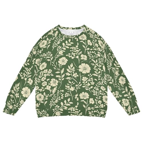 JUNZAN Autumn Flowers Carnation Peonies Sage Green Kids Boys Hoodie Sweatshirt Long Sleeve Tops Clothing Shirts Camping 4T